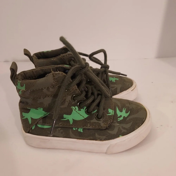 Old Navy Green Dinosaur Lace Up HighTop Sneakers in Size 6 - Picture 4 of 11